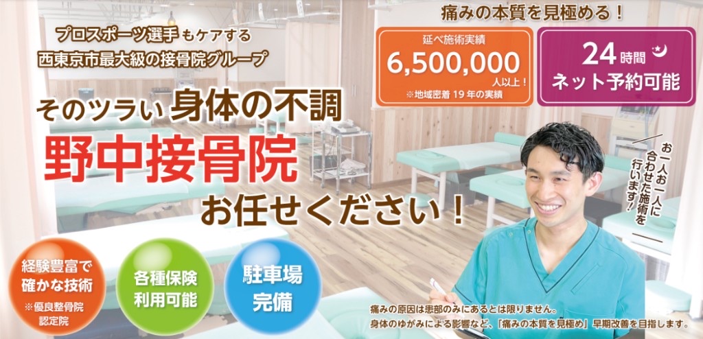 野中接骨院の院内とスタッフ
